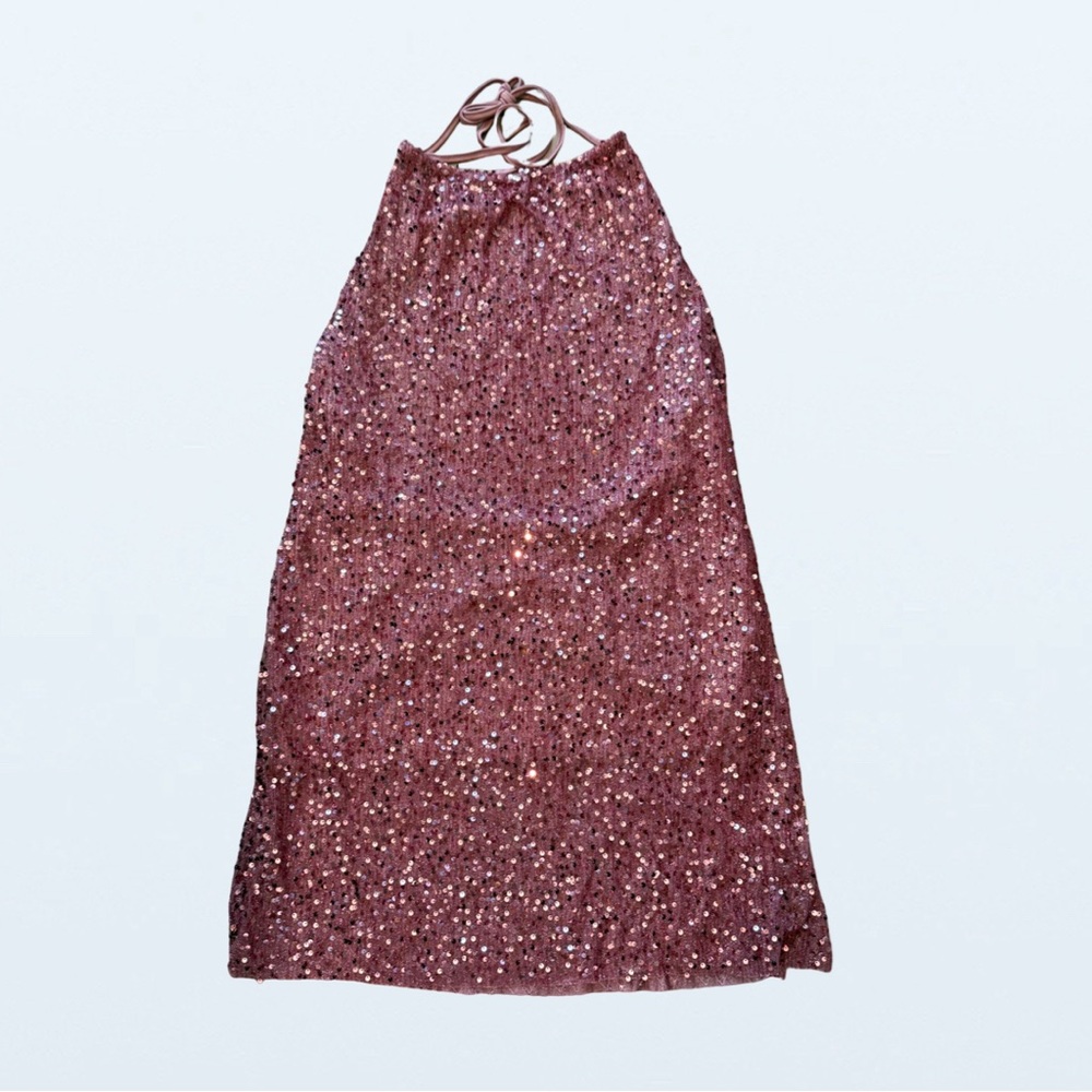 New SHEIN Curve Pink Sequin Halter Dress, Size 1X
